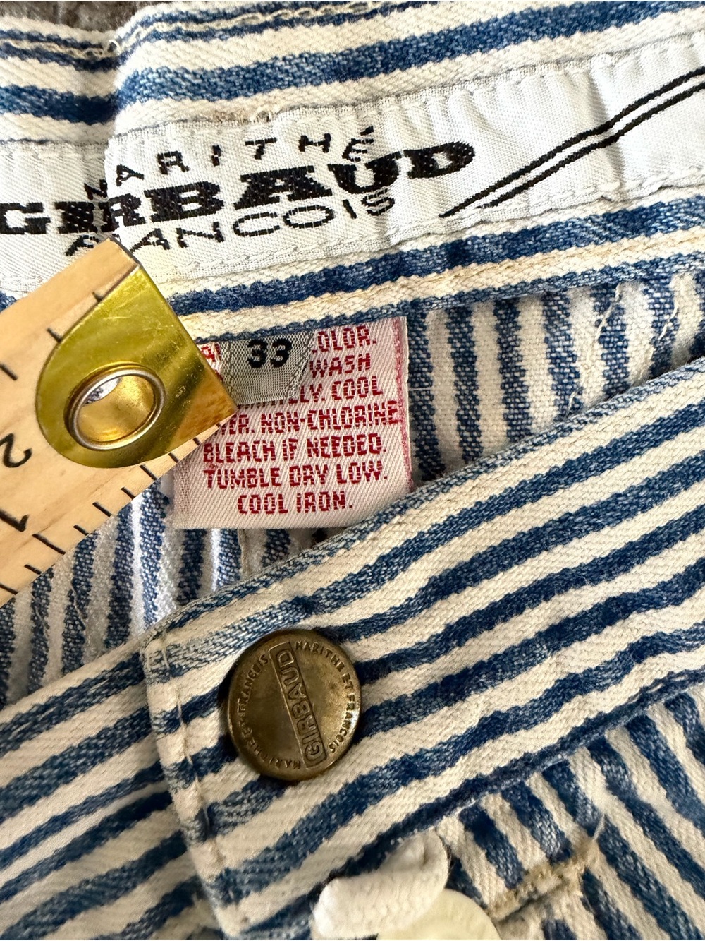 Marithe Francois Girbaud Pinstripe Denim Shorts 33 Vintage Hickory Stripe Jorts - Picture 5 of 13